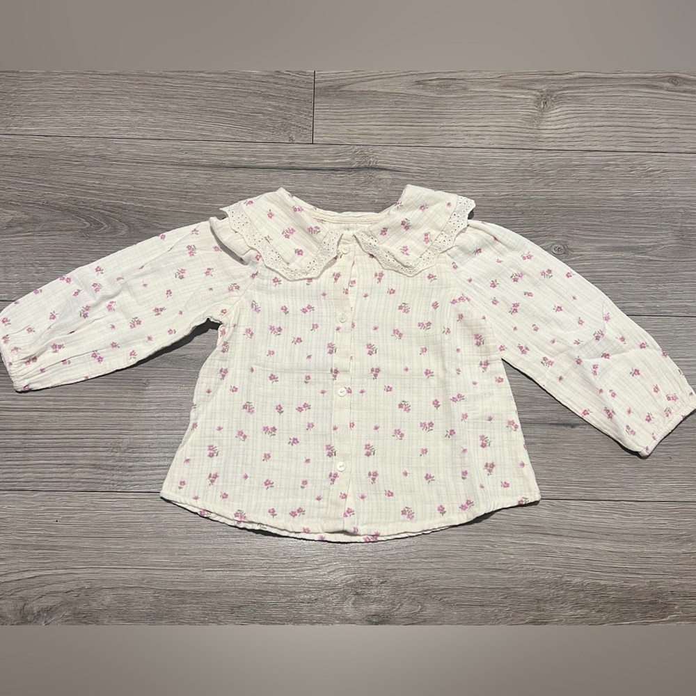 Baby Zara floral top with collar size 12-18months